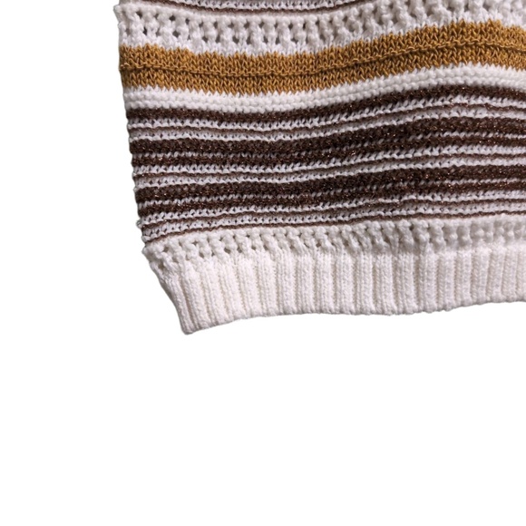 House of Harlow Striped Brown Beige Knit Sleeveless V-Neck Bodycon Midi Dress S - Picture 4 of 13